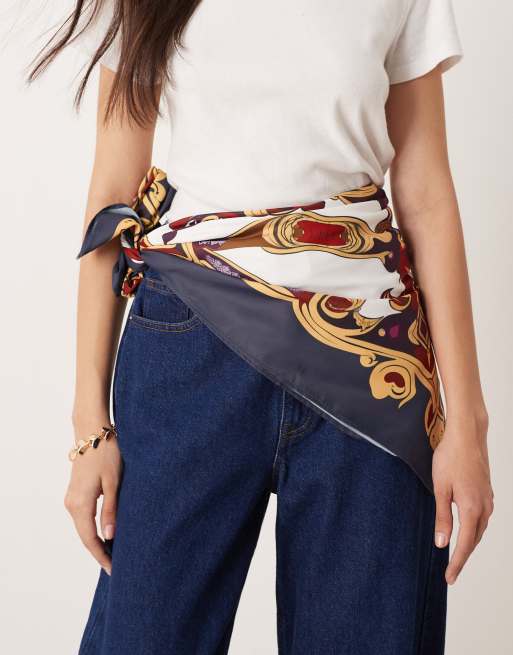 ASOS DESIGN - Grote vintage-stijl hoofddoek in paars en multi, 3 van 3