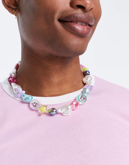 ASOS DESIGN - Grove ketting met imitatieparels en kralen in multi