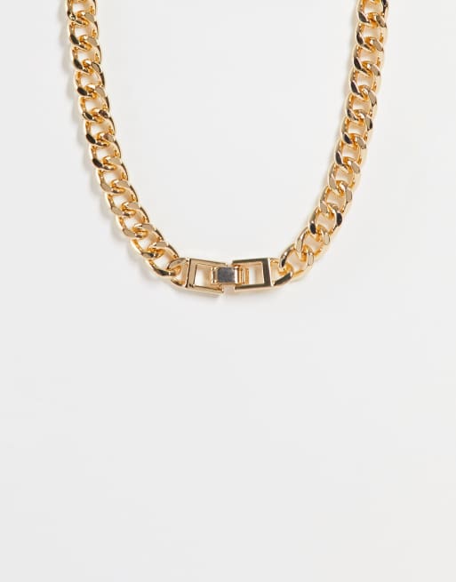 ASOS DESIGN - Grove schakelketting met sluiting in goudkleur
