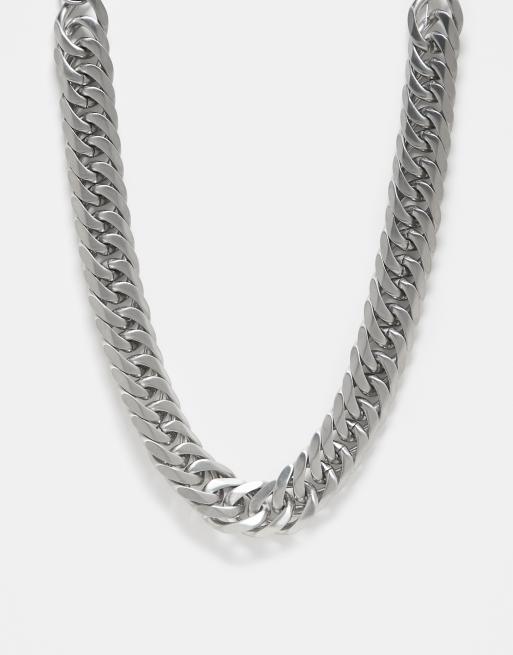 ASOS DESIGN - Grove schakelketting van waterbestendig roestvrij staal in zilverkleur 