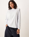 [ASOS DESIGN] ASOS DESIGN grown on neck long sleeve crew top with shoulder pads in baby blue M Light blue