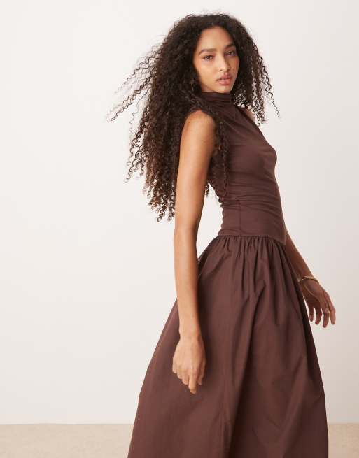 brown midi maxi dress Chocolate Brown Floral Strappy Ellison Maxi Dress
