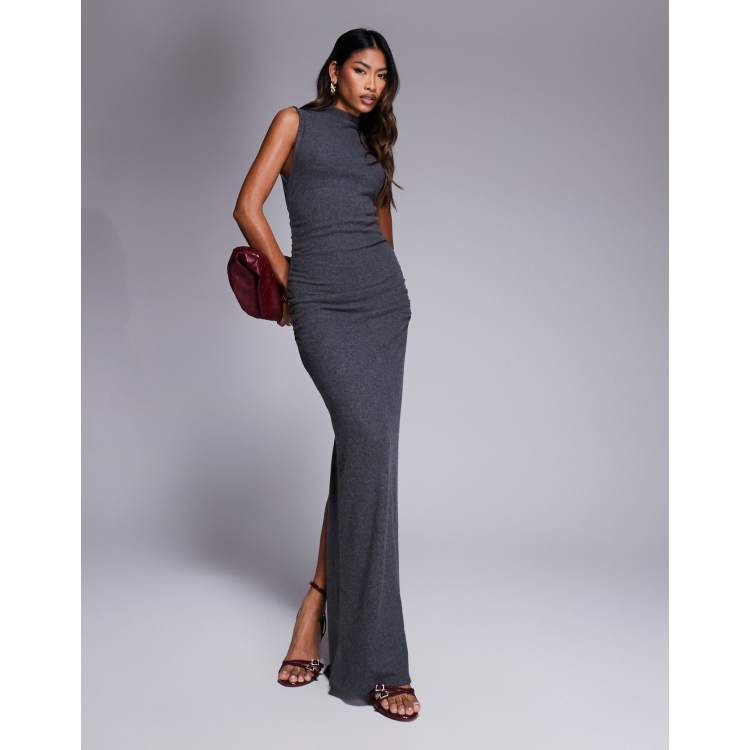 ASOS DESIGN grown on neck sleeveless ruched supersoft maxi