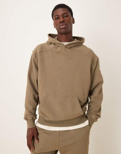 ASOS DESIGN – Gruba bluza oversize z kapturem w kolorze khaki z efektem barwienia, część zestawu - view 1