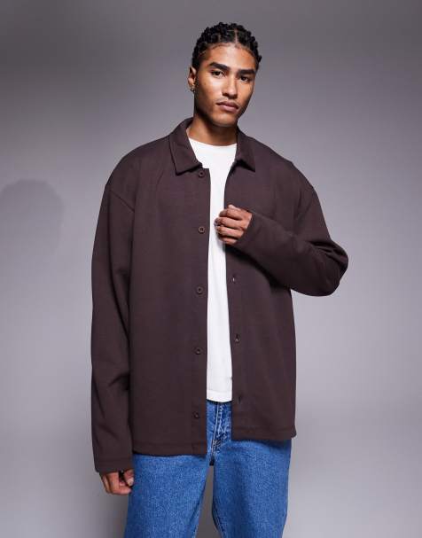 ASOS DESIGN – Gruba dżersejowa kurtka o luźnym kroju w brązowym kolorze - view 1