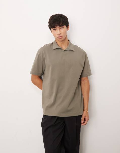 ASOS DESIGN – Gruba koszulka polo o luźnym kroju w kolorze khaki - view 1