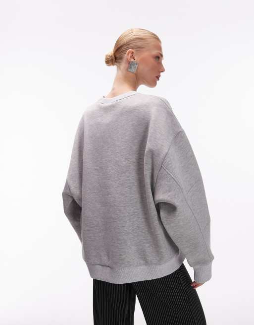 ASOS DESIGN – Gruba szara bluza dresowa z balonowymi rękawami, 2 z 4