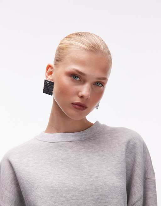 ASOS DESIGN – Gruba szara bluza dresowa z balonowymi rękawami, 3 z 4