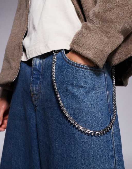 ASOS DESIGN – Gruby łańcuszek do jeansów w kolorze srebra