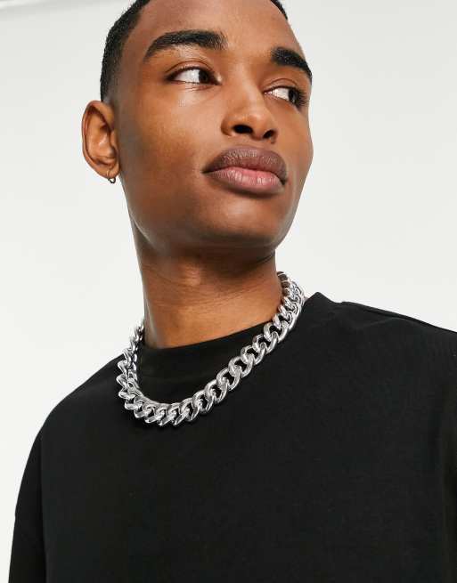 ASOS DESIGN – Gruby łańcuszek w odcieniu srebra