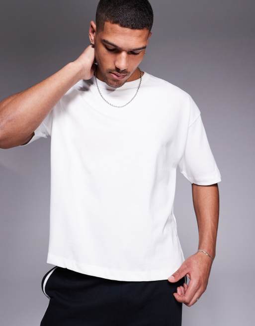 ASOS DESIGN – Gruby biały T-shirt oversize o pudełkowym kroju i gramaturze 240 g/m²