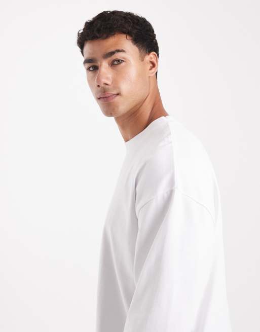 ASOS DESIGN – Gruby biały T-shirt oversize z długim rękawem , 3 z 5