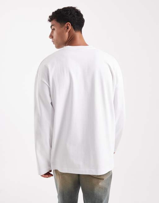ASOS DESIGN – Gruby biały T-shirt oversize z długim rękawem , 4 z 5