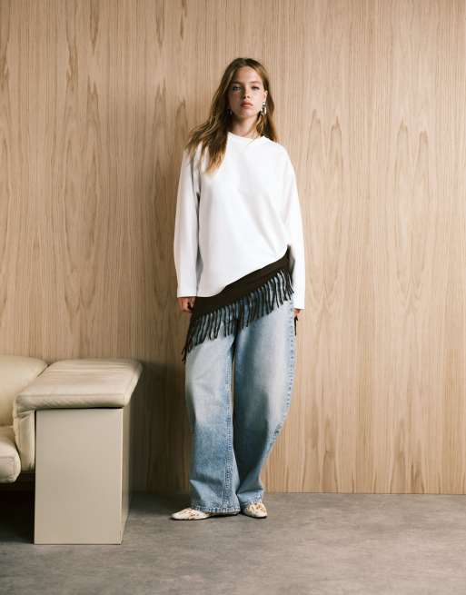 ASOS DESIGN – Gruby biały T-shirt oversize z długimi rękawami, 3 z 4