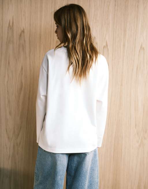 ASOS DESIGN – Gruby biały T-shirt oversize z długimi rękawami, 4 z 4
