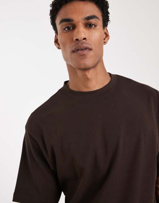 ASOS DESIGN – Gruby brązowy T-shirt o luźnym kroju, 5 z 5