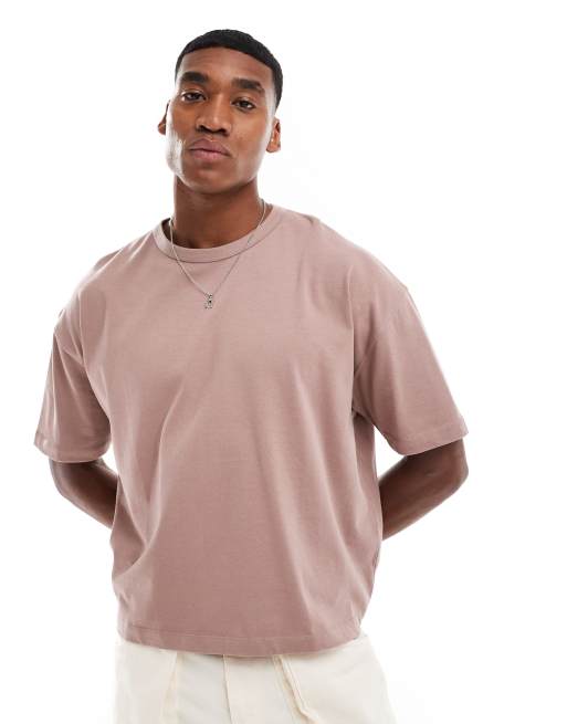 ASOS DESIGN – Gruby brązowy T-shirt oversize o pudełkowym kroju i gramaturze 240 g/m²