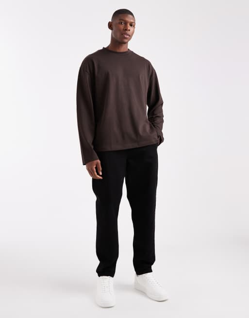 ASOS DESIGN – Gruby brązowy T-shirt oversize z długimi rękawami, 2 z 5