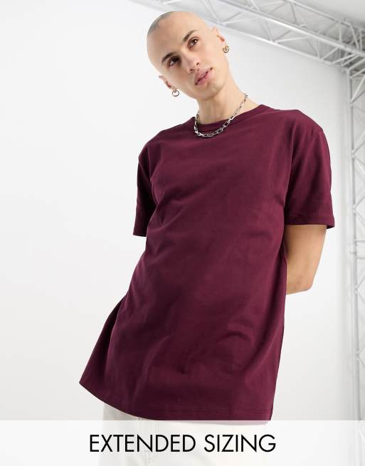 ASOS DESIGN – Gruby ciemnofioletowy T-shirt o luźnym kroju i gramaturze 240 g/m²