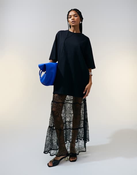 ASOS DESIGN – Gruby czarny T-shirt oversize o wydłużonym fasonie - view 1