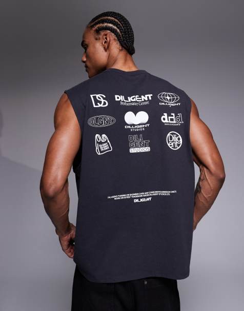 ASOS DESIGN – Gruby czarny top oversize bez rękawów z efektem sprania - view 1