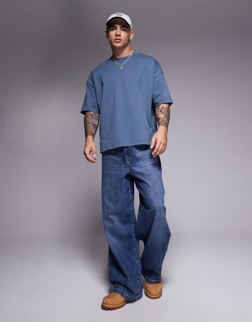 ASOS DESIGN – Gruby grafitowy T-shirt oversize z obniżoną linią ramion  , 2 z 4