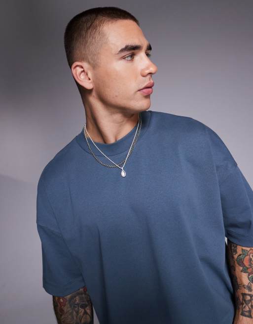 ASOS DESIGN – Gruby grafitowy T-shirt oversize z obniżoną linią ramion  , 4 z 4