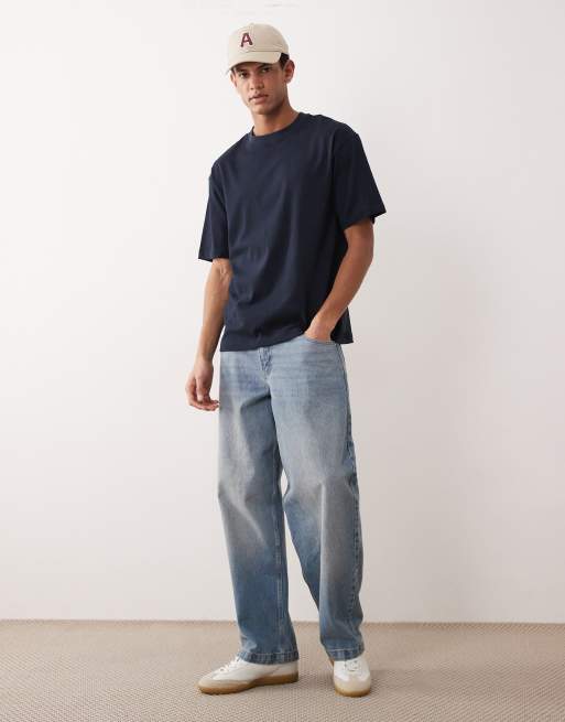 ASOS DESIGN – Gruby granatowy T-shirt o luźnym kroju, 2 z 5