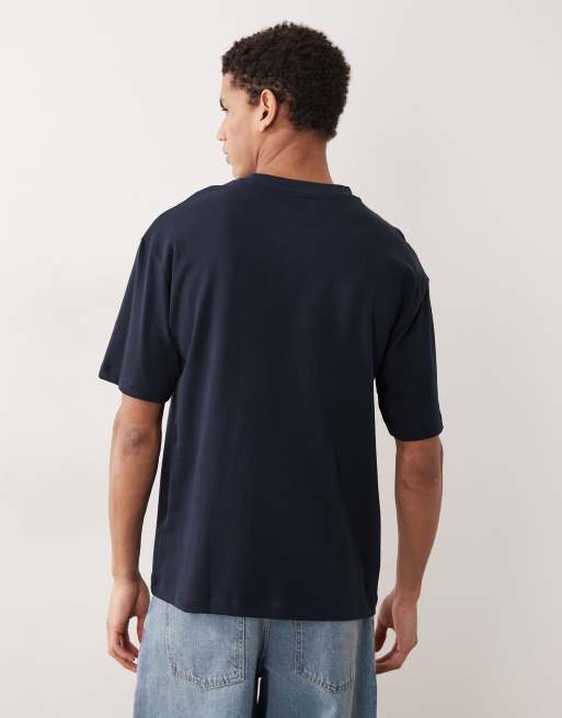 ASOS DESIGN – Gruby granatowy T-shirt o luźnym kroju, 5 z 5