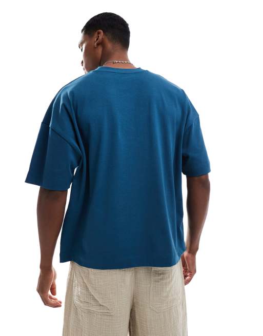 ASOS DESIGN – Gruby granatowy T-shirt oversize o pudełkowym kroju   , 4 z 4
