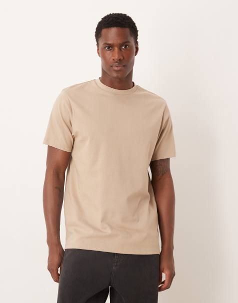 ASOS DESIGN – Gruby jasnobeżowy T-shirt o regularnym kroju - view 1