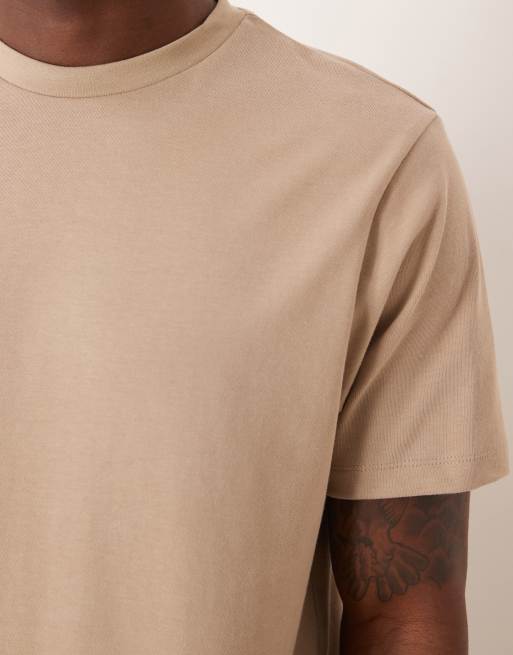ASOS DESIGN – Gruby jasnobeżowy T-shirt o regularnym kroju, 5 z 5