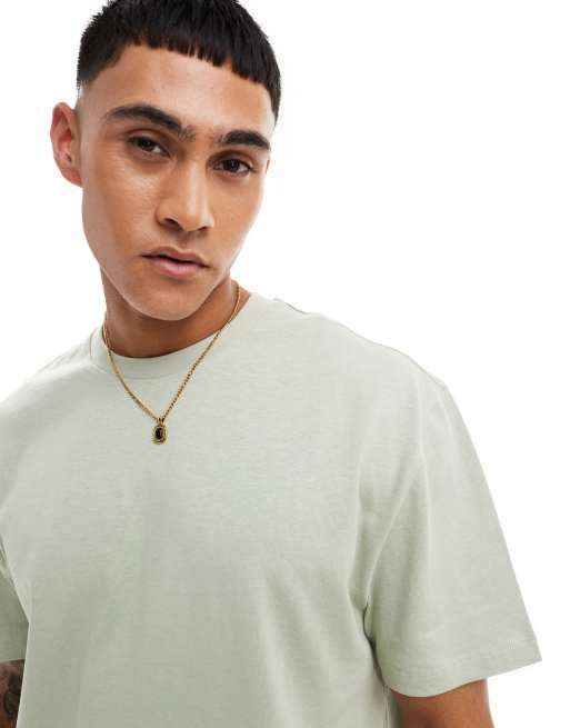 ASOS DESIGN – Gruby jasnozielony T-shirt o luźnym kroju i gramaturze 240 g/m²