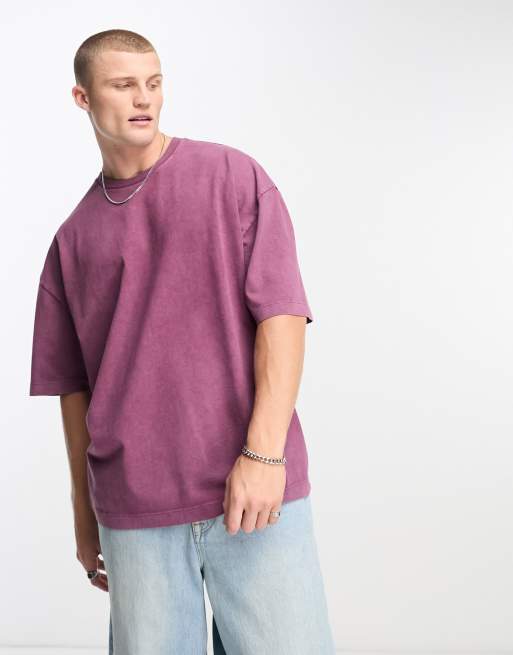 ASOS DESIGN – Gruby podkoszulek oversize w spranym fioletowym kolorze