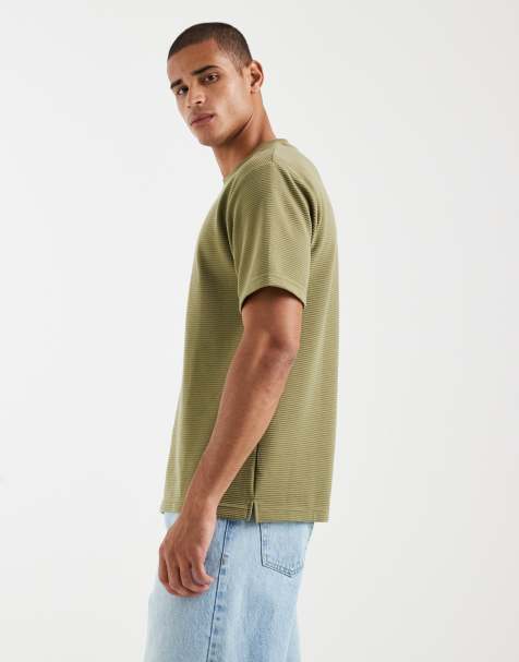 ASOS DESIGN – Gruby T-shirt o luźnym kroju i waflowej fakturze w kolorze khaki - view 1
