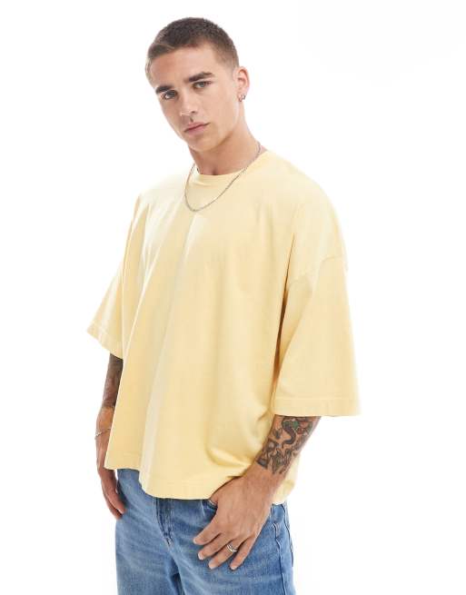 ASOS DESIGN – Gruby T-shirt o pudełkowym fasonie extreme oversize w spranym pomarańczowym kolorze