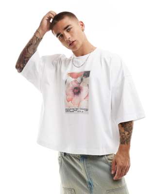 ASOS DESIGN – Gruby T-shirt o pudełkowym kroju extreme oversize z kwiatowym nadrukiem
