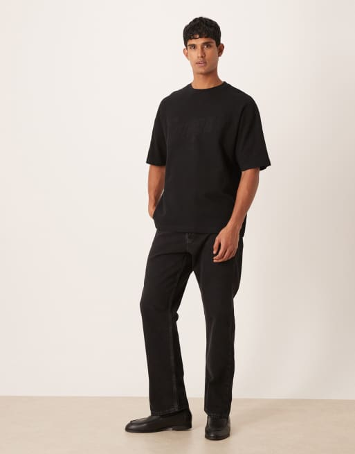 ASOS DESIGN – Gruby T-shirt oversize o waflowej teksturze z aplikacją z napisem , 2 z 5