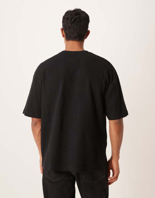 ASOS DESIGN – Gruby T-shirt oversize o waflowej teksturze z aplikacją z napisem , 3 z 5