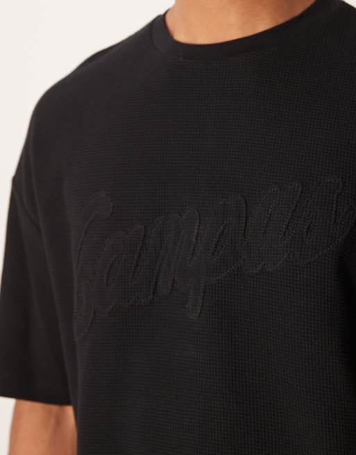 ASOS DESIGN – Gruby T-shirt oversize o waflowej teksturze z aplikacją z napisem , 5 z 5