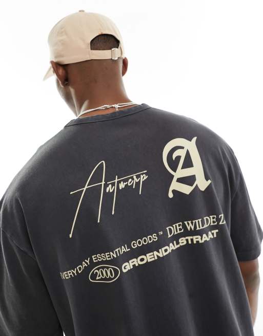 ASOS DESIGN – Gruby T-shirt oversize z materiału o gramaturze 220 gsm w spranym czarnym kolorze