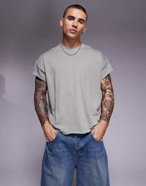 ASOS DESIGN – Gruby T-shirt premium bez rękawów w kolorze khaki o pudełkowym kroju oversize i gramaturze 300 g/m² - view 1