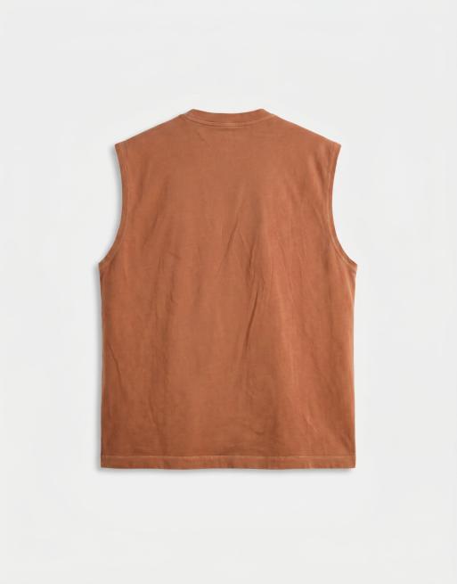 ASOS DESIGN – Gruby top oversize bez rękawów w spranym kolorze pomarańczowym, 7 z 9