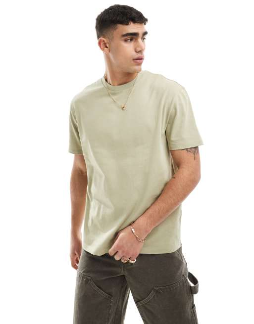 ASOS DESIGN – Gruby zielony T-shirt o luźnym kroju i gramaturze 240 g/m²