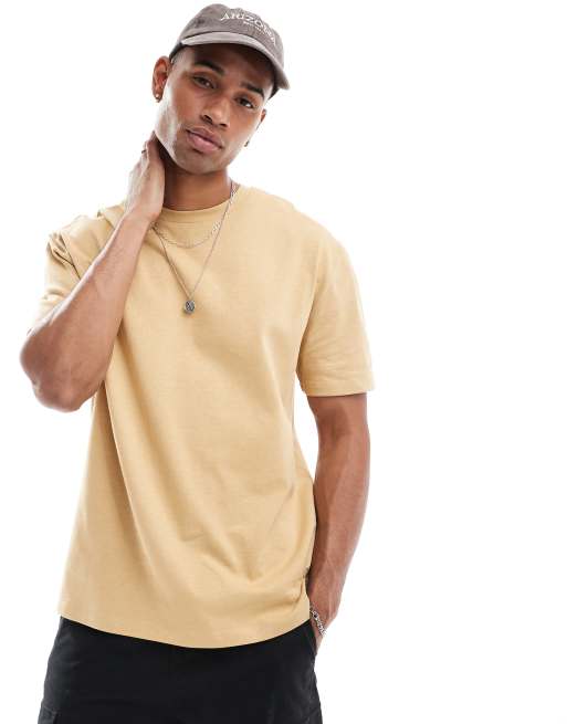 ASOS DESIGN – Gruby żółty T-shirt o luźnym kroju i gramaturze 240 g/m²