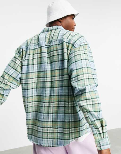 ASOS DESIGN – Grün kariertes Oversize-Hemd im Stil der 90er aus gebürstetem Flanell, 4 von 4