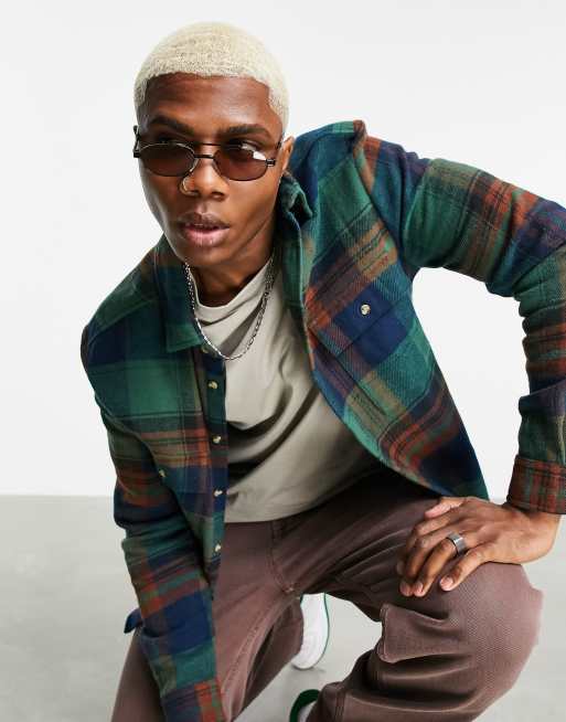 ASOS DESIGN – Grüne Hemdjacke mit Karomuster