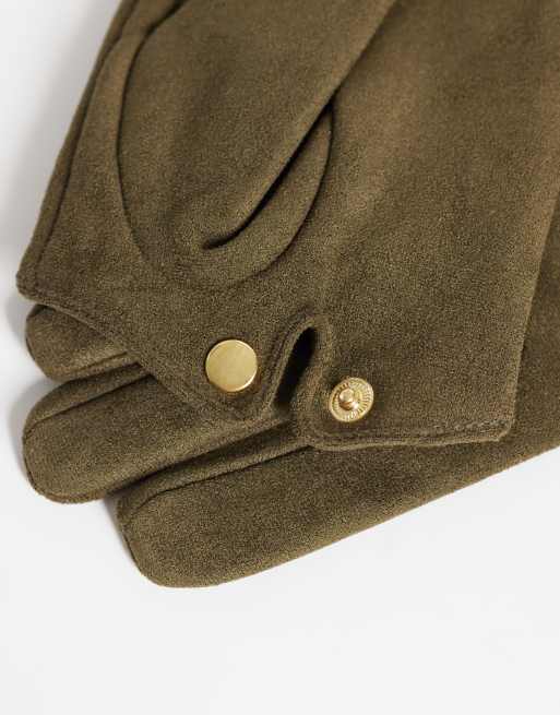 ASOS DESIGN guantes cortos de antelina en caqui, 3 de 3