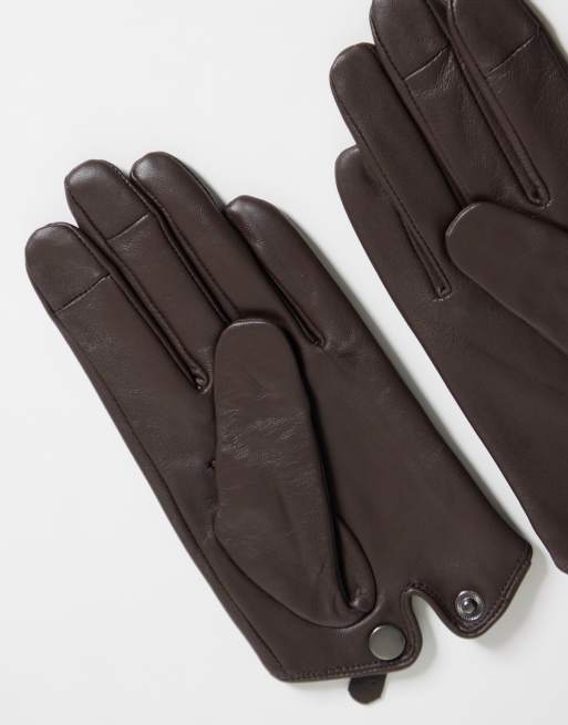 ASOS DESIGN - guantes cortos de piel sintética en chocolate, 2 de 3