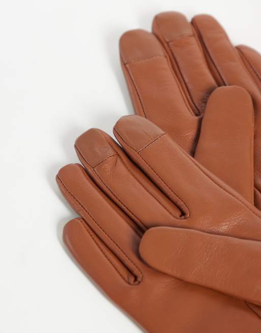 ASOS DESIGN guantes largos de cuero en marrón tostado oscuro, 3 de 3